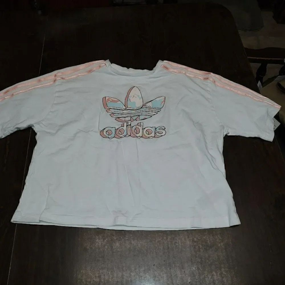 Newย AdidasโWhiteโPinkโCropโTopโPantsโOutfitโSizeโGirl'sโ13/14โYears